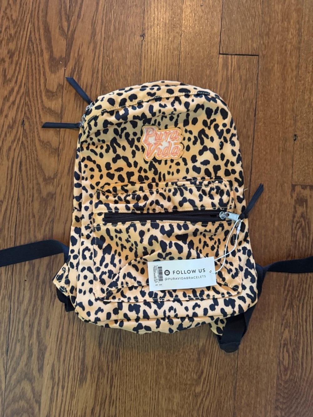 Pura Vida Leopard Print Kids Backpack - Black & Tan new with tags